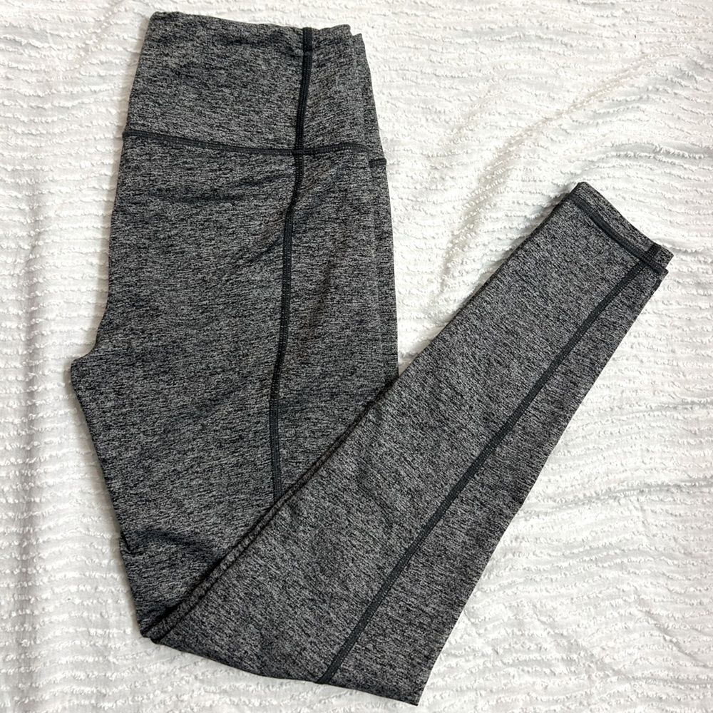 Victoria’s Secret Sport Leggings Grey Black Size M Full Length Hidden Pocket